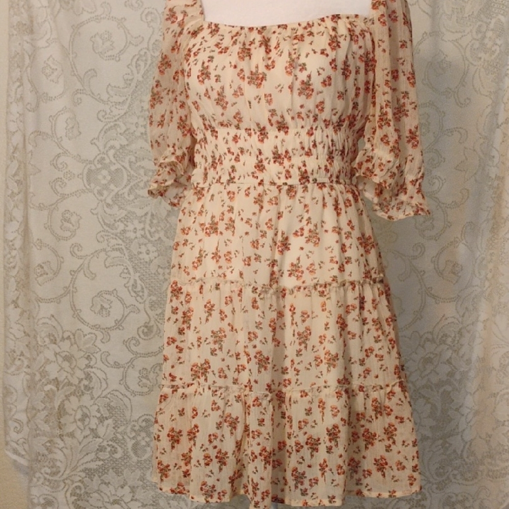 Whimsical Floral Off The Shoulder Mini Style Dress